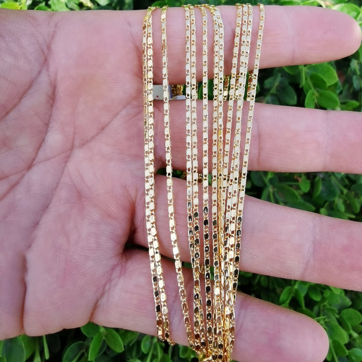 17.6 inch Scroll Chain Necklace, 24K Gold Plated Finished Chain For Jewelry Necklace Making, Dainty 1.4mm Unique Necklace w/ Spring Ring | CN-873 Clearance Pricing - DLUXCA