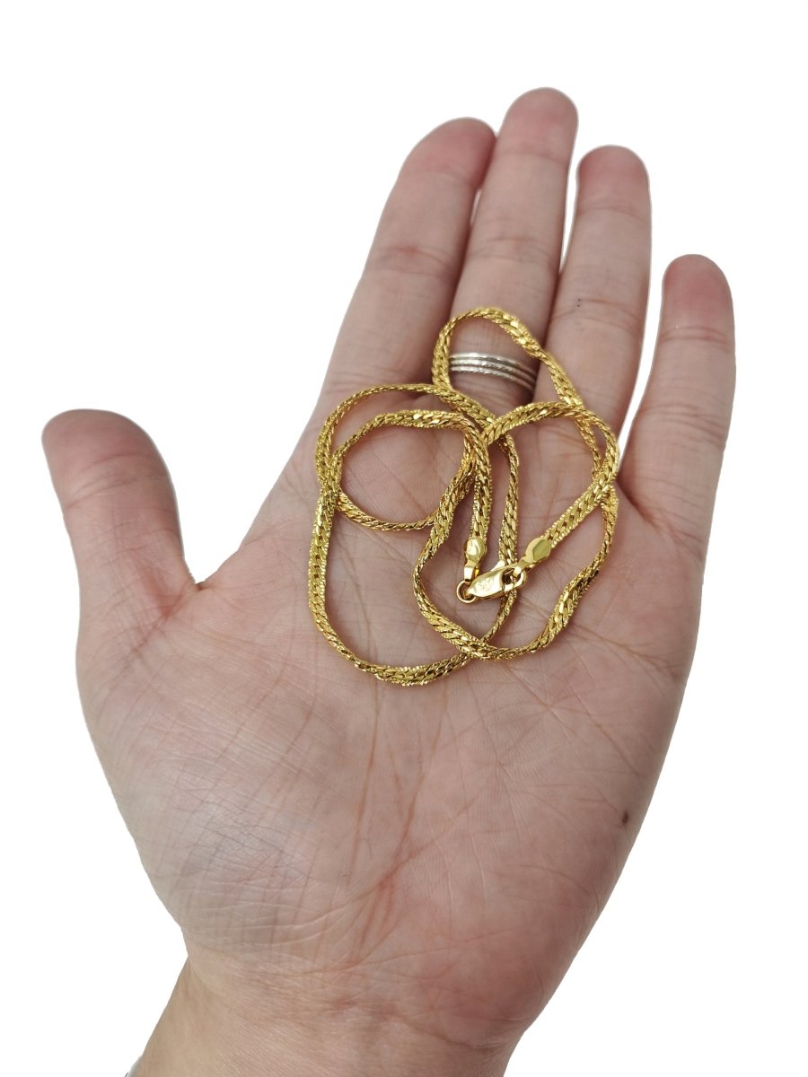 17.7" 24K Gold Filled Herringbone Necklace, 2.3mm In Width, w/ Lobster Clasps | CN-526 - DLUXCA