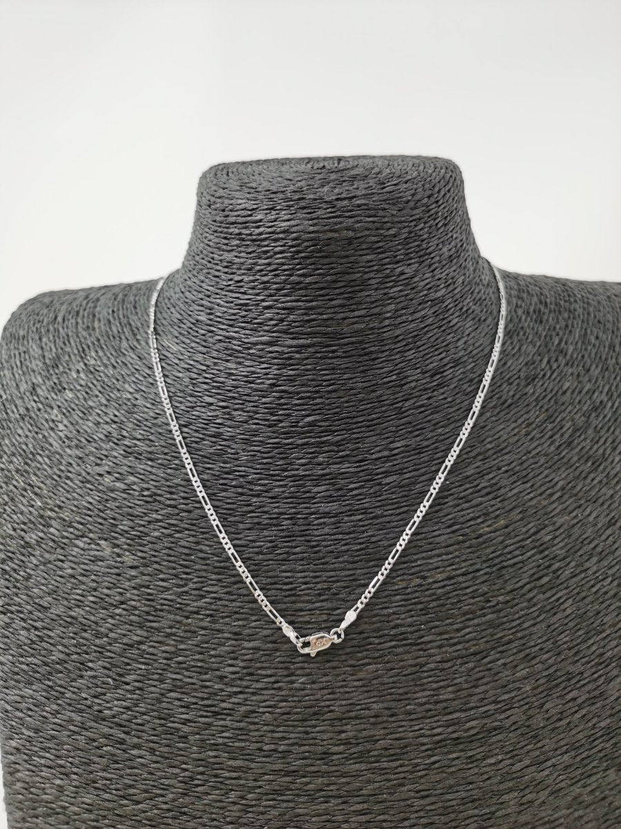 17.7 inch Figaro Chain Necklace, White Gold Filled Necklace For Jewelry Making, Dainty 1.5mm Figaro Necklace w/ Lobster Clasps | CN-628 Clearance Pricing - DLUXCA