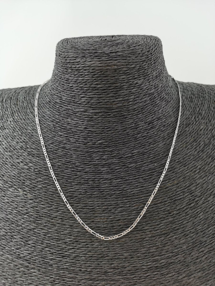 17.7 inch Figaro Chain Necklace, White Gold Filled Necklace For Jewelry Making, Dainty 1.5mm Figaro Necklace w/ Lobster Clasps | CN-628 Clearance Pricing - DLUXCA