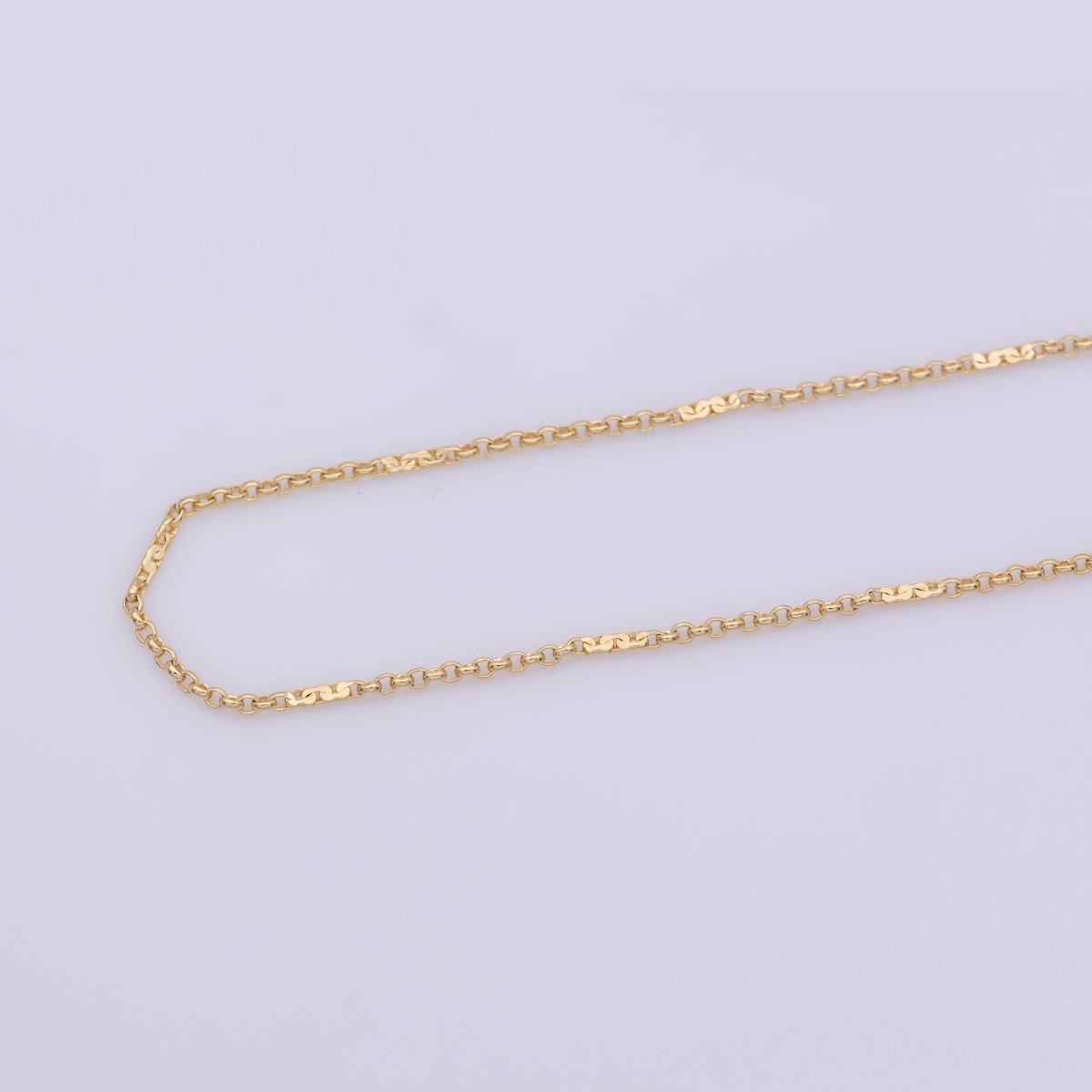 17.7 inch Rolo Chain Necklace, 18K Gold Plated Finished Chain For Jewelry Making, Dainty 1mm Rolo Necklace w/ Spring Ring | CN-576 Clearance Pricing - DLUXCA