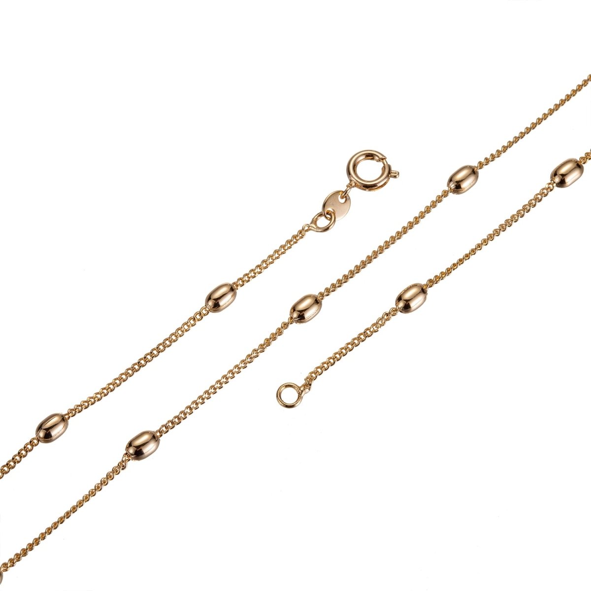 17.7 inches Curb Chain Necklace, 18K Gold Plated Finished Necklace For Jewelry Making, Dainty 1mm Curb Necklace w/ Spring Ring | CN-646 Clearance Pricing - DLUXCA