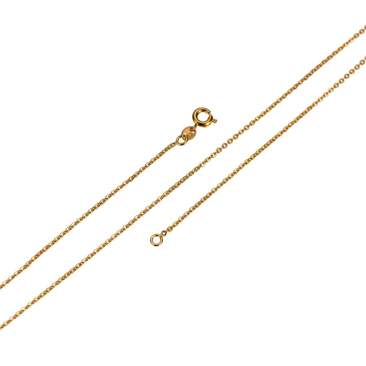 17.7'' Ready to Use 24K Gold Filled Thin Rolo Necklace Chain, Layering Rolo Chain Dainty Necklace, For Pendant Charm Necklace Making, Dainty 0.8mm Rolo Necklace w/ Spring Rings | CN-465 - DLUXCA