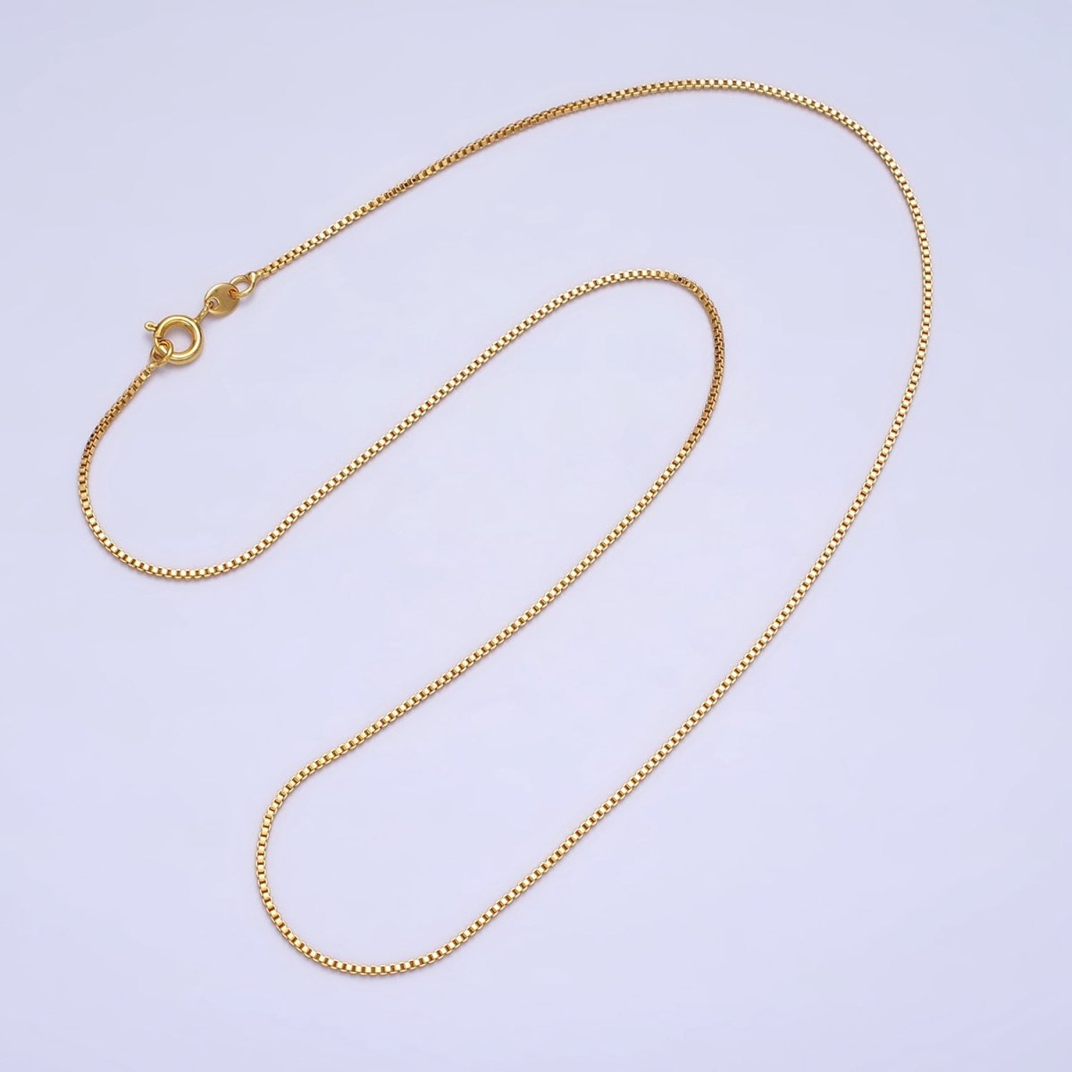 17.75 inch Box Chain Necklace - 24k Gold Filled Box Chain Delicate Dainty Layered Necklace | WA-1644 Clearance Pricing - DLUXCA