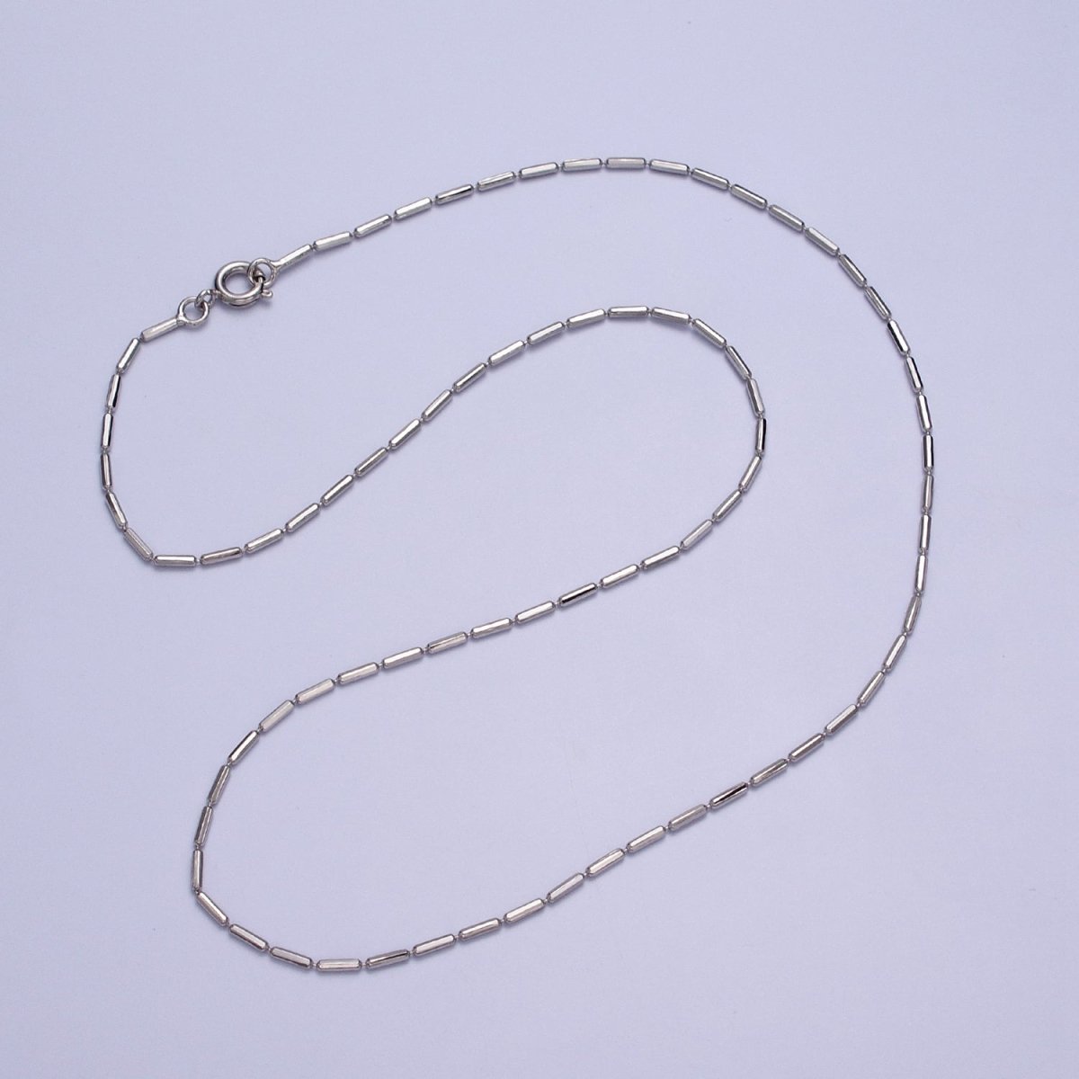 17.75 Inch Tube Chain Silver Dainty Tube Cable Link Necklace Ready to Wear for Jewelry Making w/ Clasp for Jewelry Making Supply | WA-1593 Clearance Pricing - DLUXCA