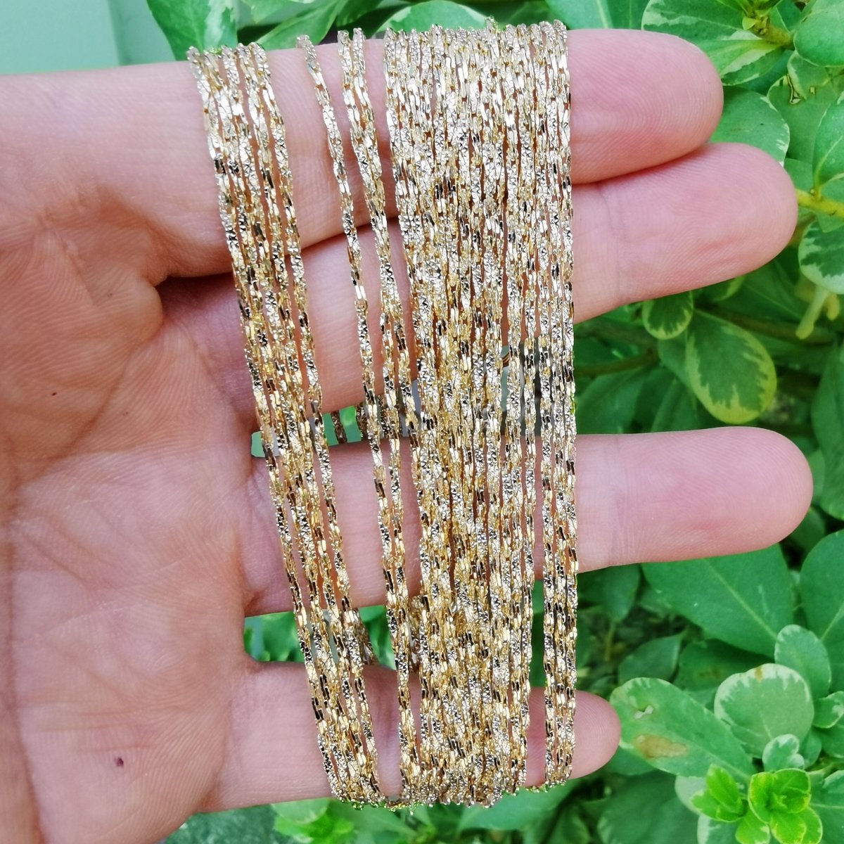 17.9'' Ready to Use 14K Gold Filled Flakes Singapore Necklace Chain, Layering Spiral Chain Dainty Necklace, for Pendant Necklace | CN-785 Clearance Pricing - DLUXCA