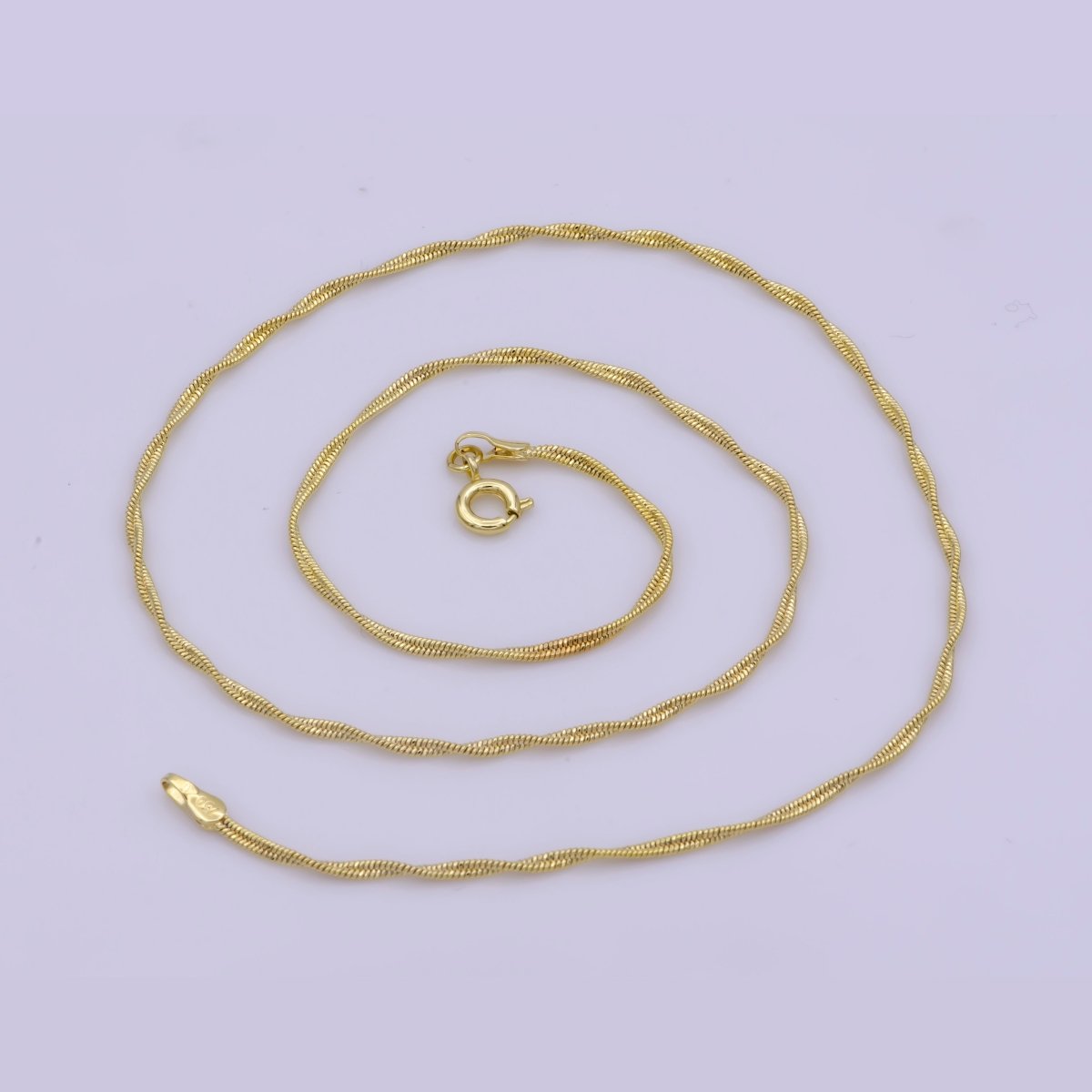 1.7mm Dainty Twisted Cocoon Snake 18 Inch Layering Chain Necklace | WA-397 Clearance Pricing - DLUXCA