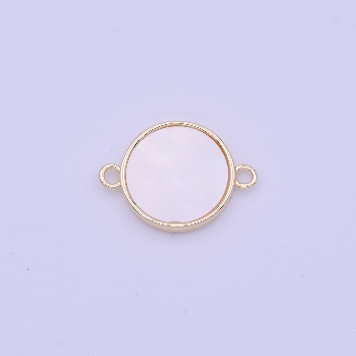 17mm Round Shell Pearl Minimalist Connector in Gold & Silver | Y-626 Y-627 - DLUXCA