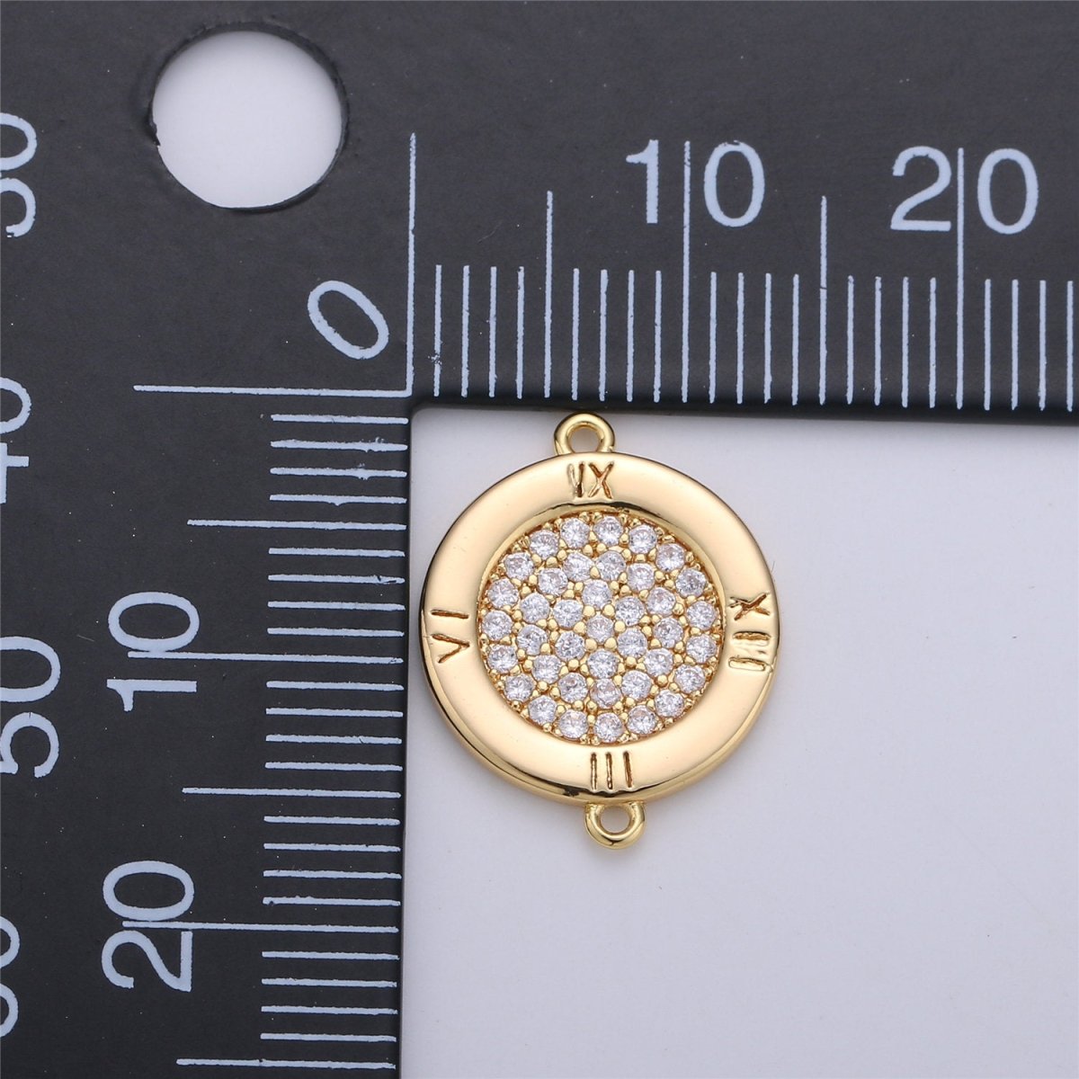 17x13mm 14k Gold Filled Clock Charms, Micro Pave Watch Charms, Bracelet Connector, Cubic Jewelry, Cz Time Charms F-323 - DLUXCA