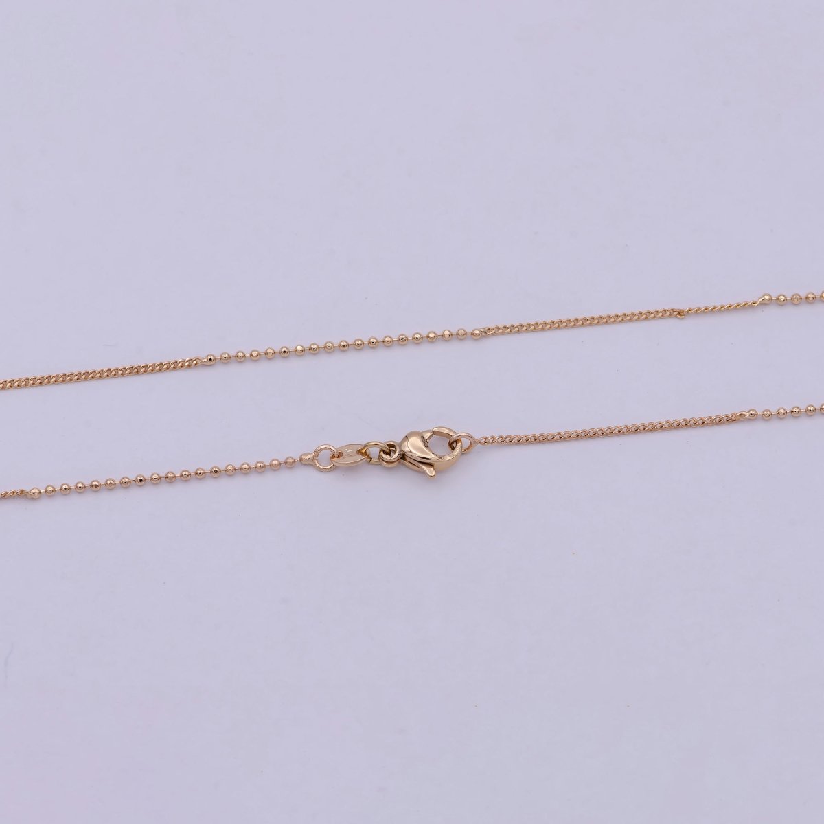 18 inch Long Fusion Necklace Beaded With Curb Chain Fancy Chain Necklace in 18k Gold Filled | WA-538 Clearance Pricing - DLUXCA