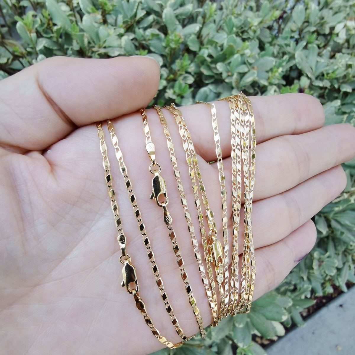 18 inch Scroll Chain Necklace, 24K Gold Plated Finished Chain For Jewelry Necklace Making, Dainty 1.5mm Unique Necklace w/ Lobster Clasps | CN-772 Clearance Pricing - DLUXCA