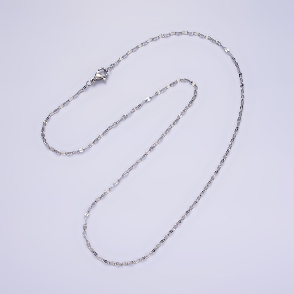 18'' Ready to Use Stainless Steel Flat Cable Link Chain, Layer Necklace | WA-2100 Clearance Pricing - DLUXCA