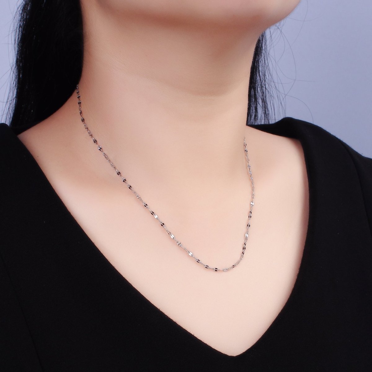 18'' Ready to Use Stainless Steel Flat Cable Link Chain, Layer Necklace | WA-2100 Clearance Pricing - DLUXCA