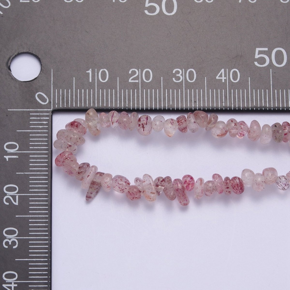 18.5 Inch Natural Pink Strawberry Quartz Crystal Stone Bead Necklace with 2" Extender | WA-632 Clearance Pricing - DLUXCA