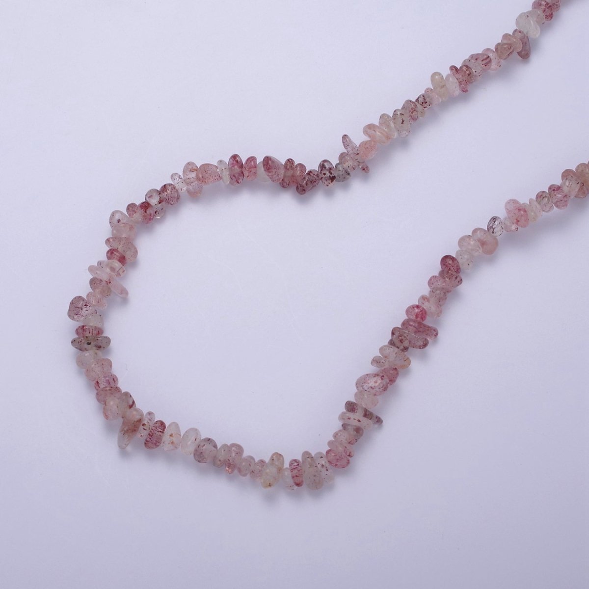 18.5 Inch Natural Pink Strawberry Quartz Crystal Stone Bead Necklace with 2" Extender | WA-632 Clearance Pricing - DLUXCA