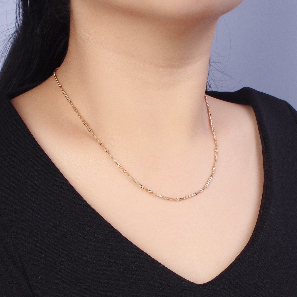 18.5 Inch Twisted Chain 18K Gold Filled Dainty Rope Chain Necklace | WA-1603 Clearance Pricing - DLUXCA