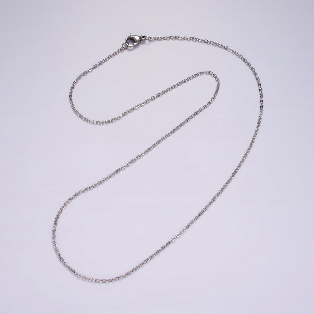18inch Cable Chain Necklace Silver Dainty Cable Link Chain Necklaces Stainless Steel | WA-2393 - DLUXCA