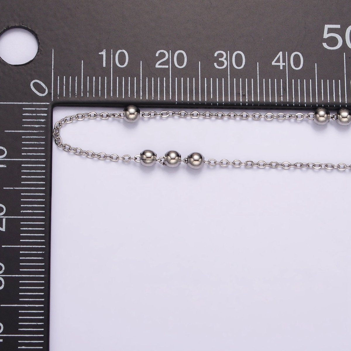 18inch Satellite Chain Necklace Silver Dainty Satellite Ball Chain Necklaces Stainless Steel | WA-2394 - DLUXCA