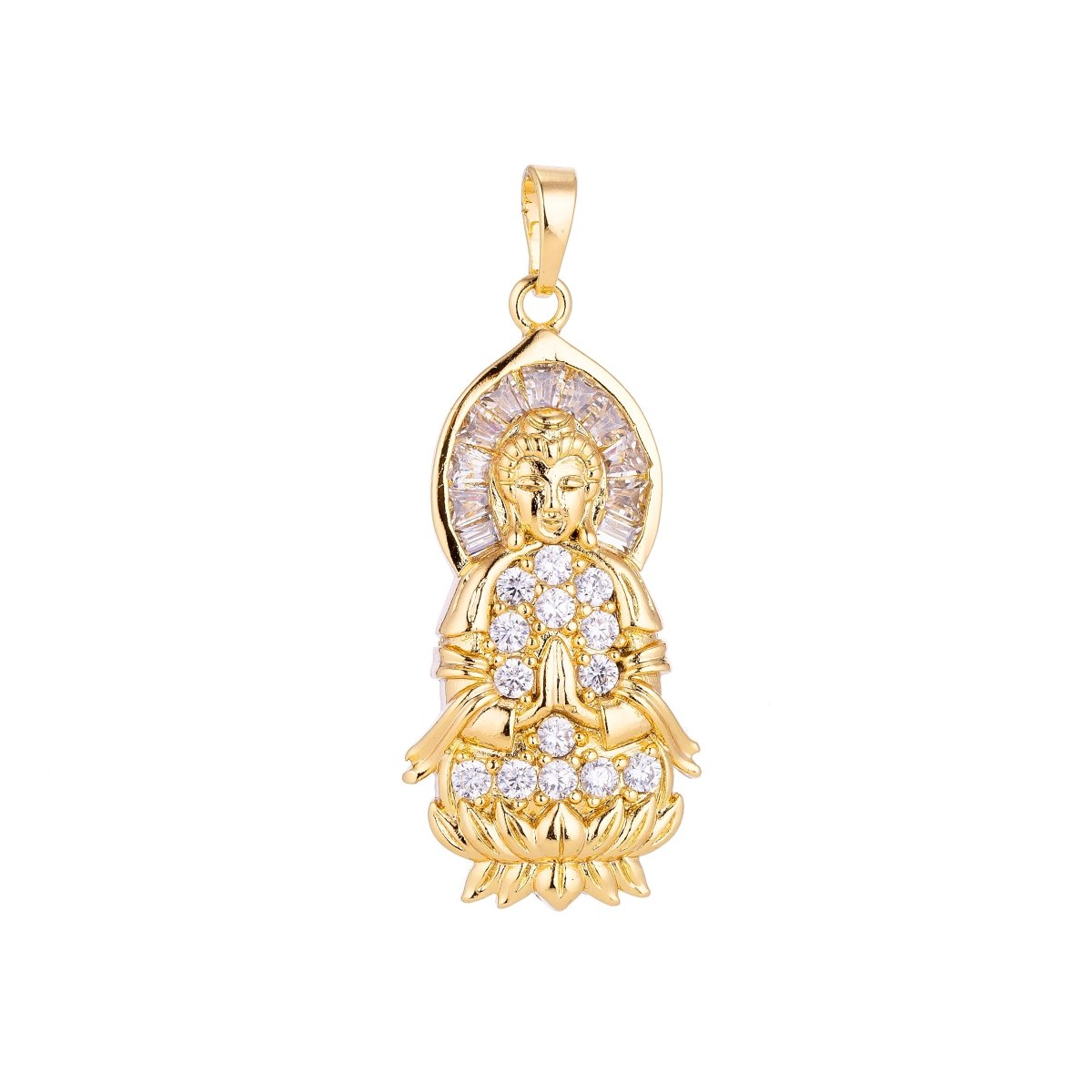 18K, 24K Gold Fill Buddha, Meditation Peace Zen Good Karma Buddhism Buddhist Layer Necklace PENDANT Charm Bead Bails Findings for Jewelry Making H-580 I-886 - DLUXCA