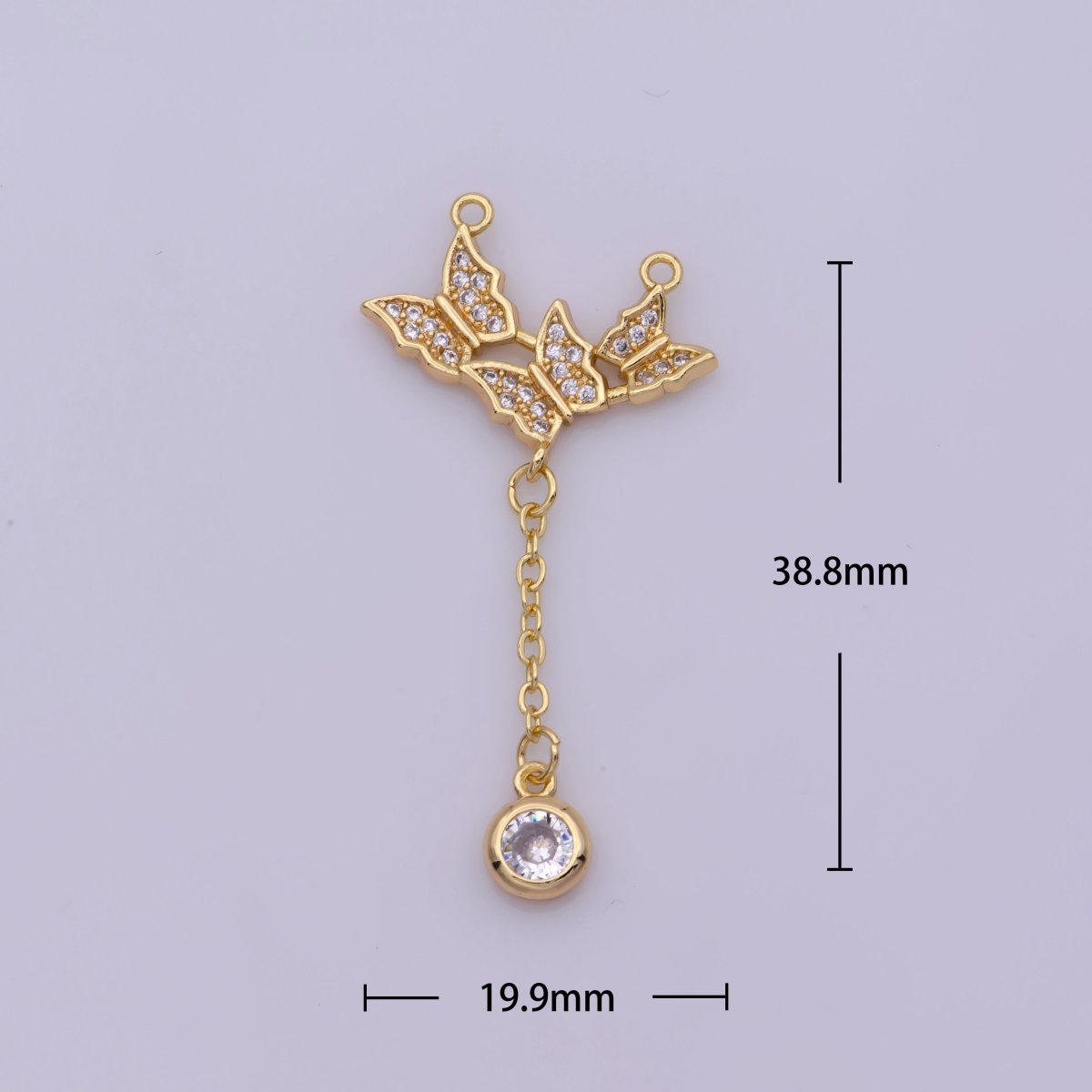 18K Gold Filed Butterfly Connector CZ Lariat Supply N-098 - DLUXCA