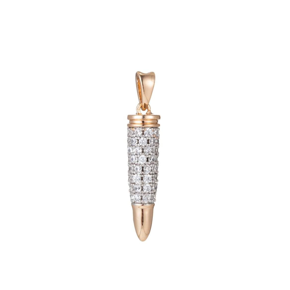 18k Gold Filed CZ Micro Pave Bullet Pendant/Charm, Women Men's Jewelry Findings I-387 - DLUXCA