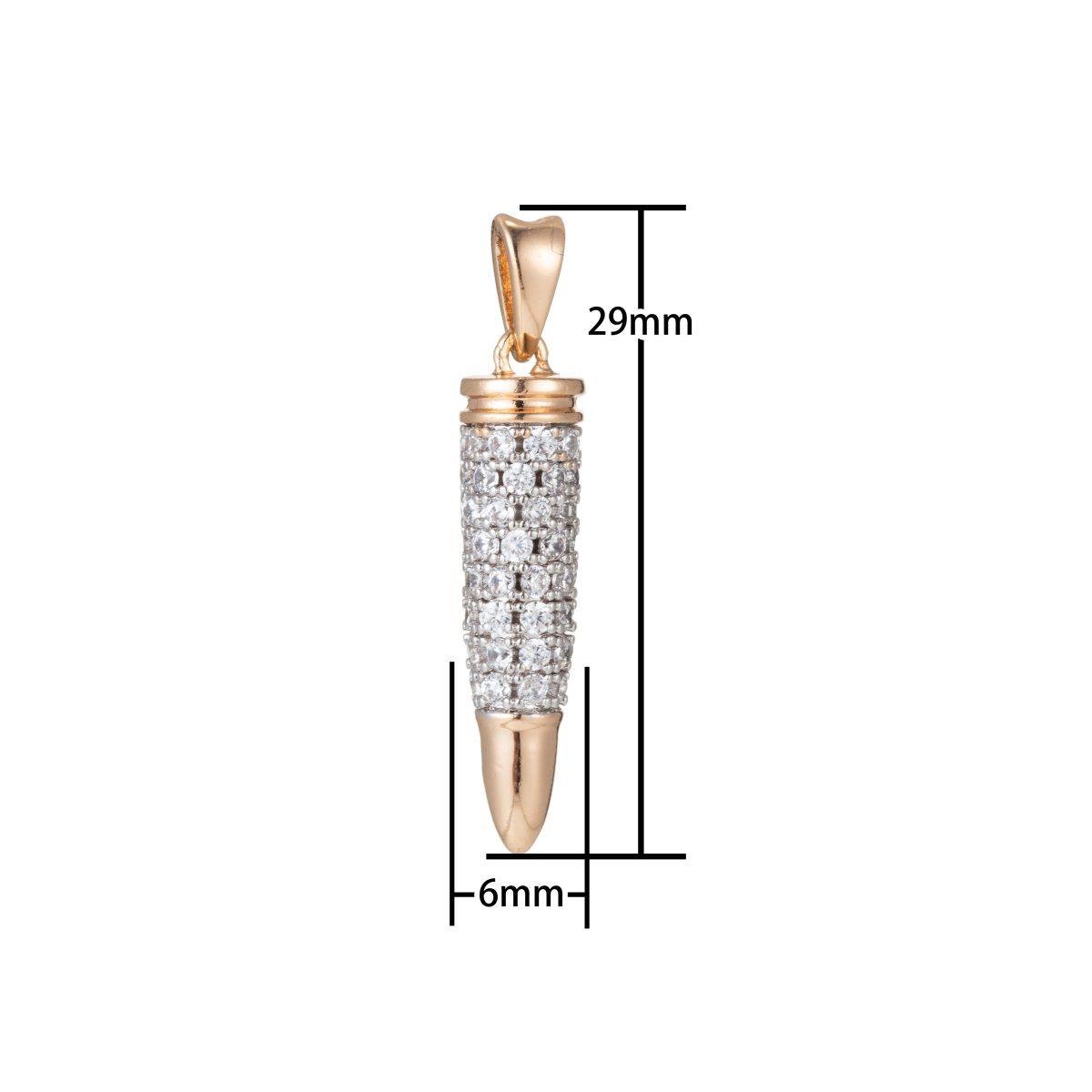 18k Gold Filed CZ Micro Pave Bullet Pendant/Charm, Women Men's Jewelry Findings I-387 - DLUXCA
