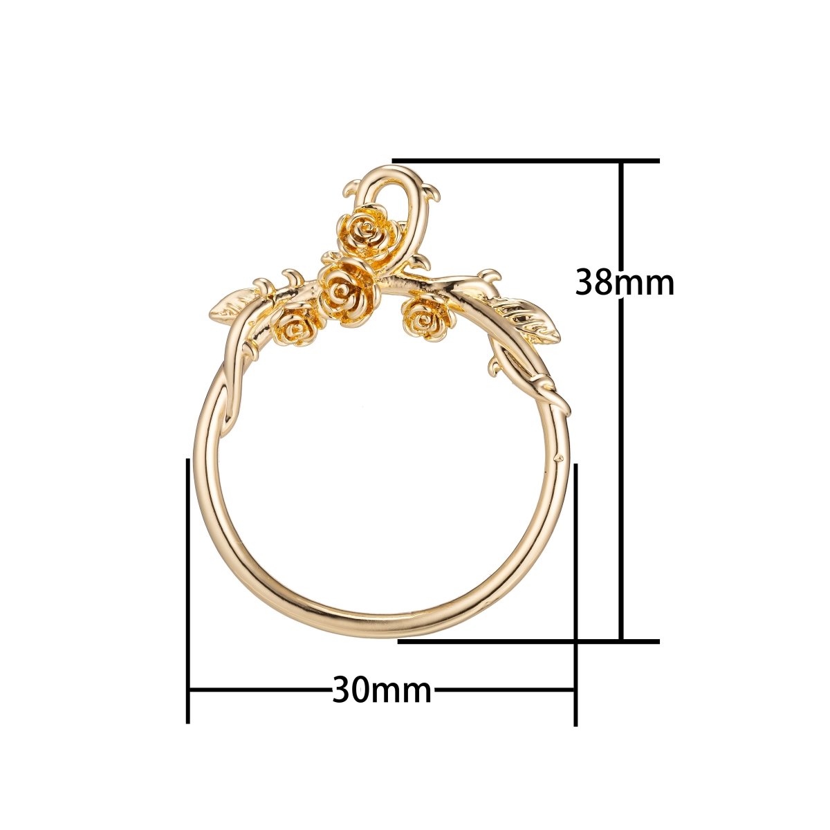 18k Gold Fill magnolia branch necklace Pendant, wreath Charm Rose flower Pendant for Earring Necklace Bracelet Jewelry MakingC-324 - DLUXCA