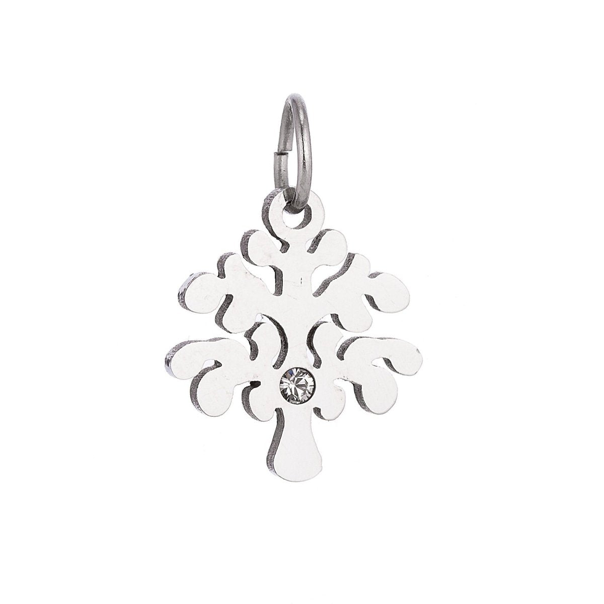 18k Gold Fill Minimalist Dainty Tree of Life w/ Cubic Zirconia Bracelet Charm Necklace Pendant Hoop Earring Findings for Jewelry Making E-633 - DLUXCA