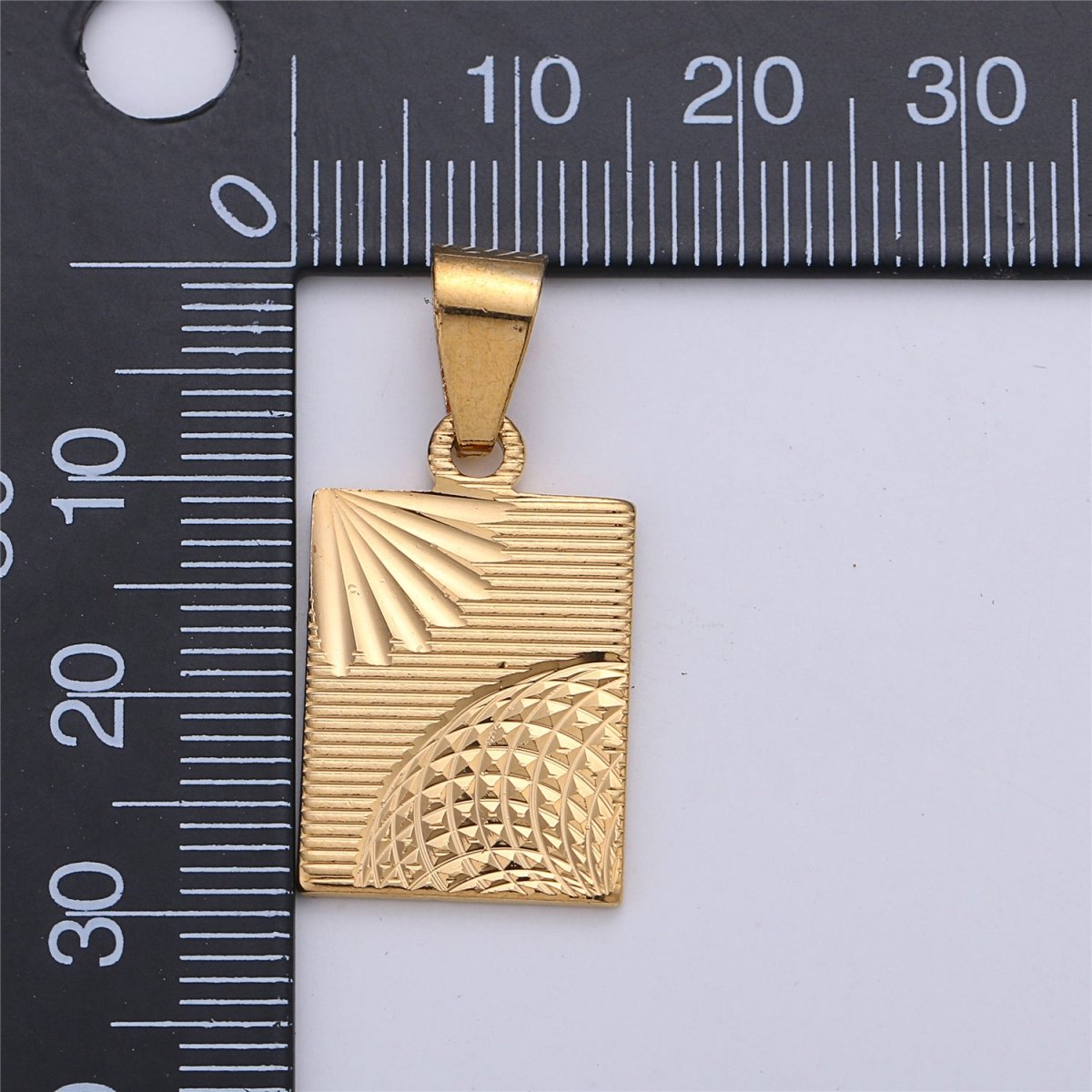18k Gold Fill Sun Pendant Shiny Celestial Sun Bar Charm Gold Filled Pendant Sun Gold Medallion Necklace Rectangle Bar Earring Findings I-153 - DLUXCA