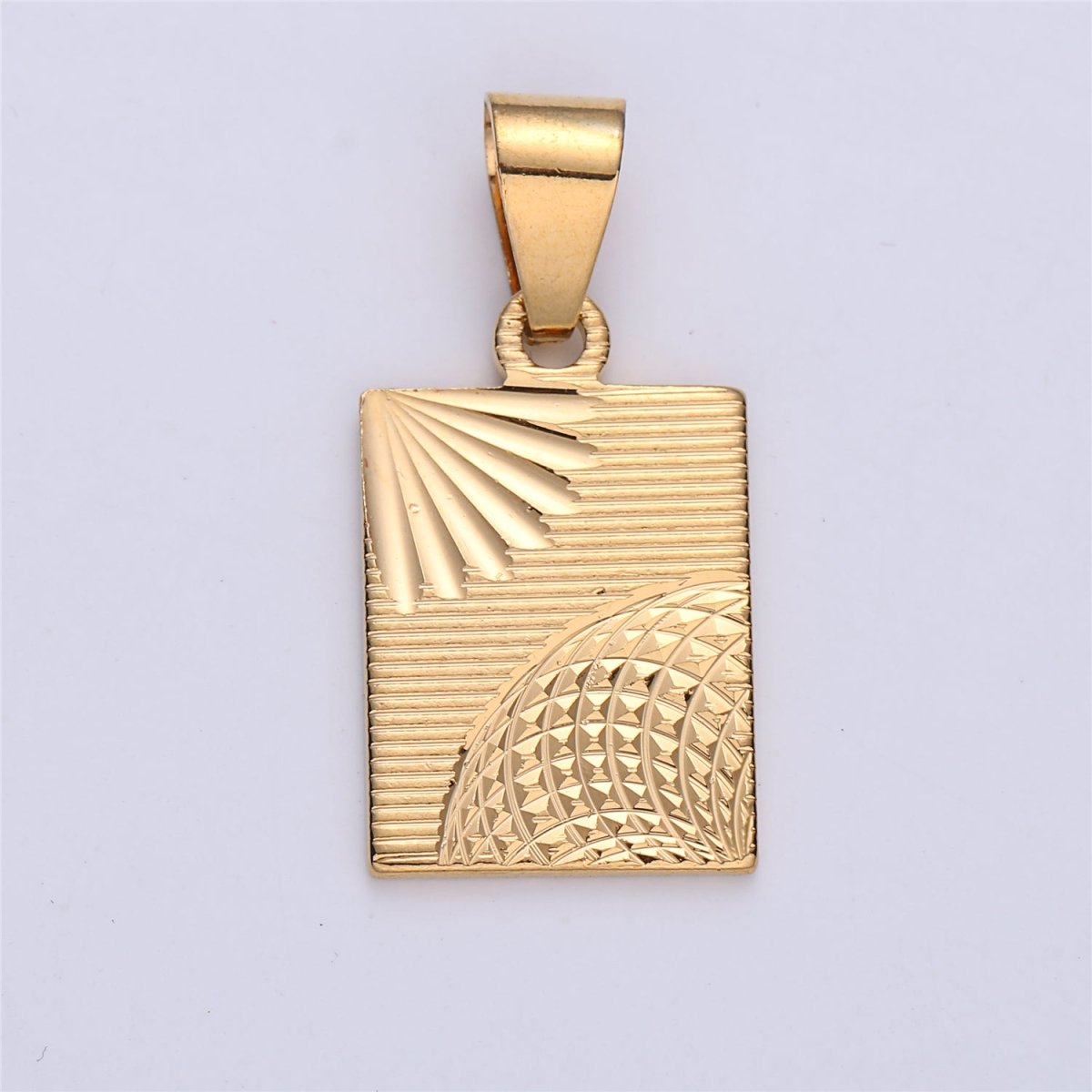 18k Gold Fill Sun Pendant Shiny Celestial Sun Bar Charm Gold Filled Pendant Sun Gold Medallion Necklace Rectangle Bar Earring Findings I-153 - DLUXCA