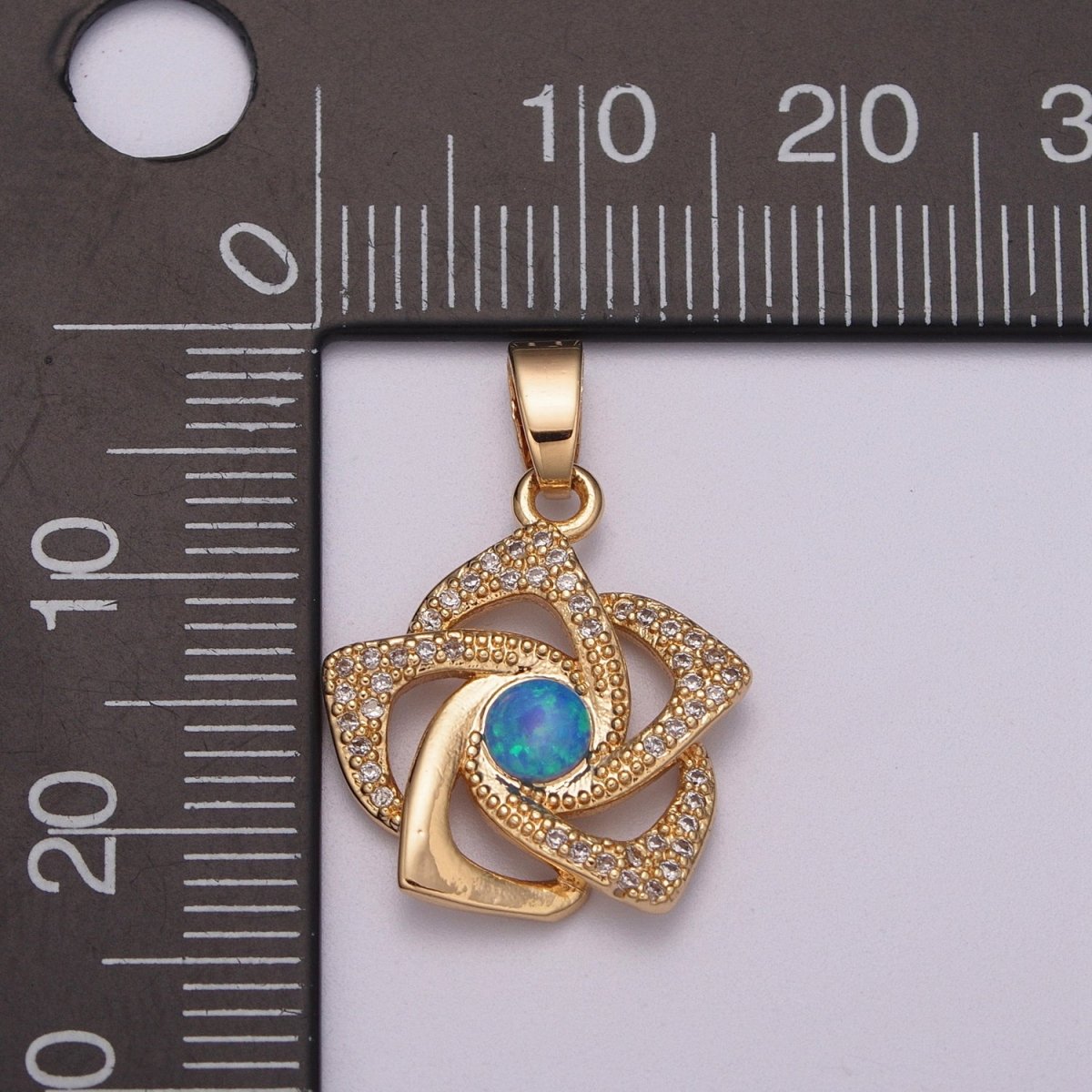 18k Gold Fill Wind Spinning Pinwheel Pendant Flower Opal Pendant For Necklace Bracelet Earring N-1400 N-1401 - DLUXCA