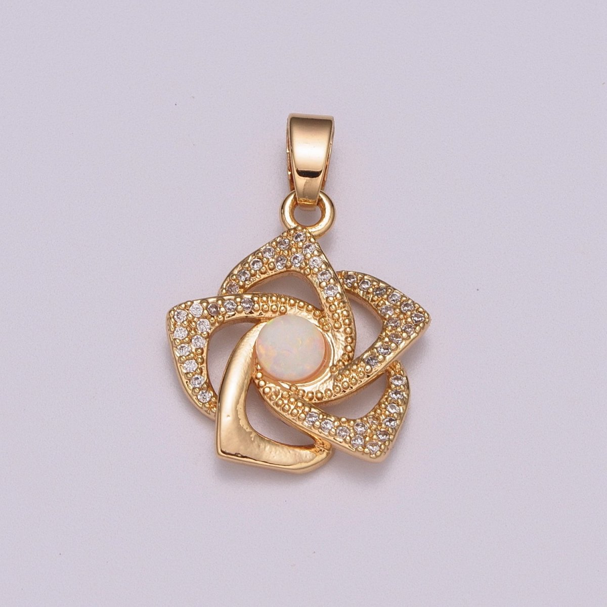 18k Gold Fill Wind Spinning Pinwheel Pendant Flower Opal Pendant For Necklace Bracelet Earring N-1400 N-1401 - DLUXCA