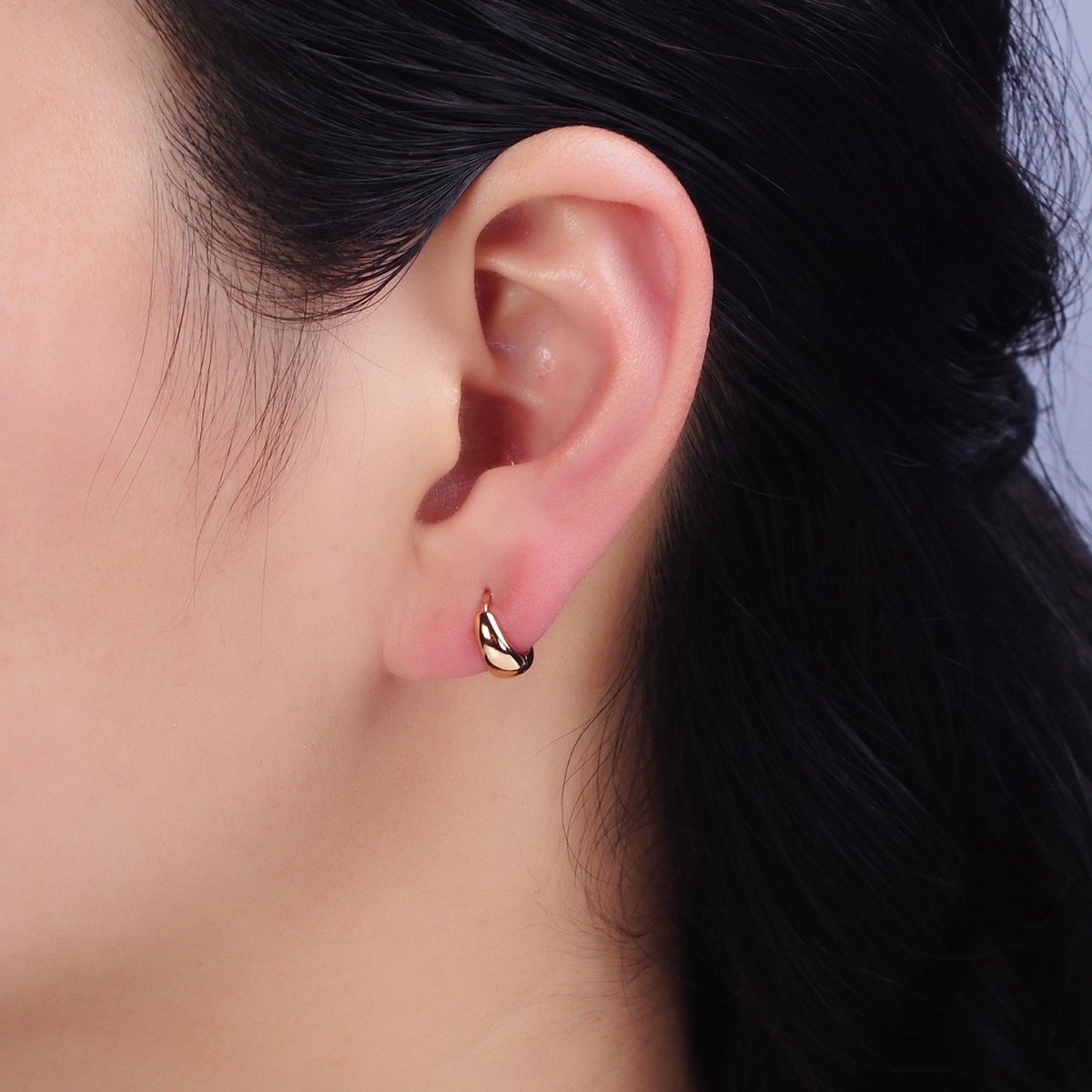 18K Gold Filled 10mm Cartilage Huggie Hoop Earrings | AD1277 - DLUXCA