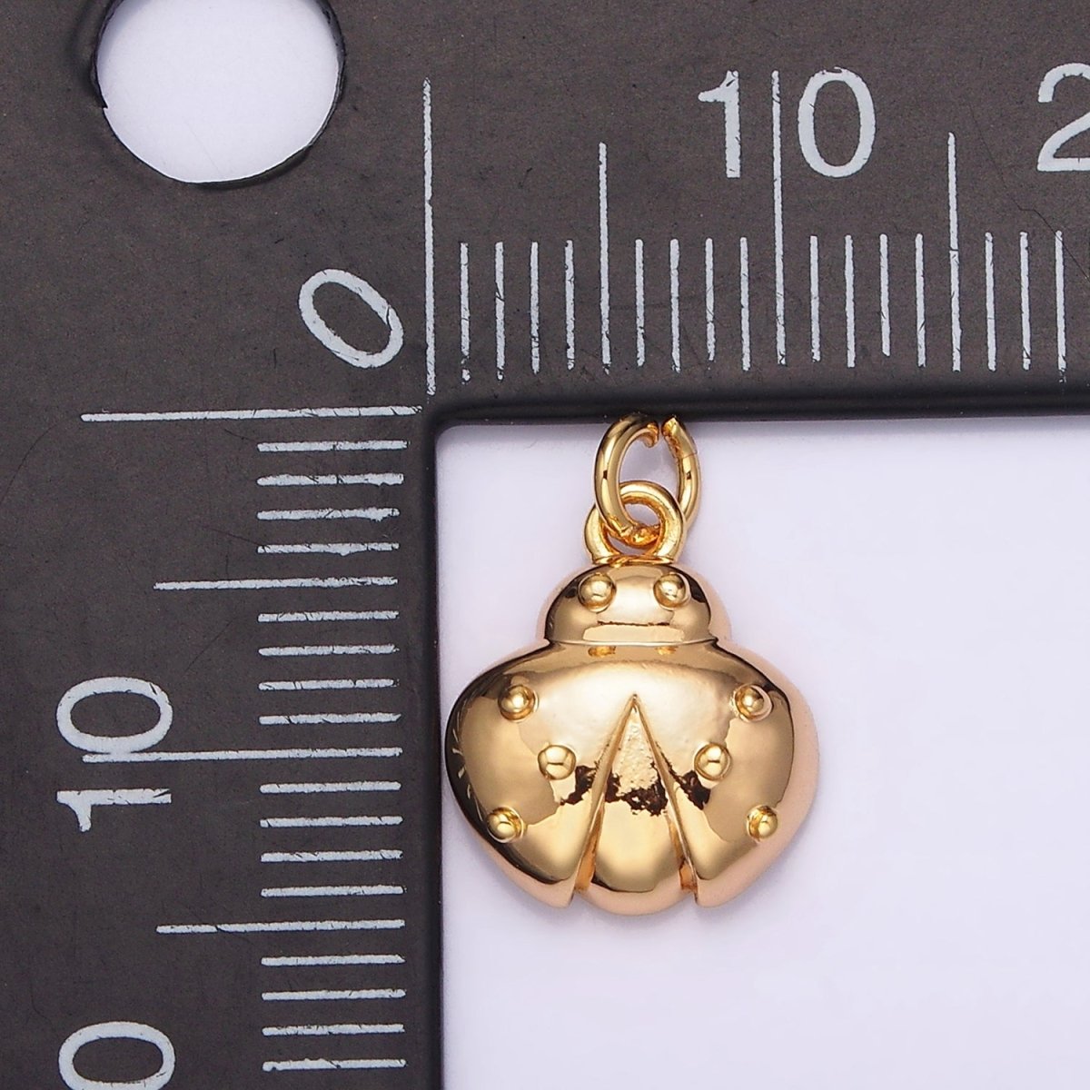 18K Gold Filled 12mm Dotted Ladybug Insect Animal Minimalist Charm | N1758 - DLUXCA