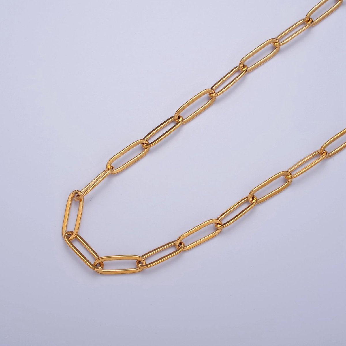 18K Gold Filled 14mm x 5mm Dainty Paperclip Cable 19.5 Unfinished Chain by Meter | WA-1384 Clearance Pricing - DLUXCA