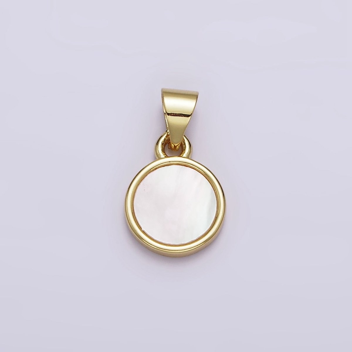 18K Gold Filled 16.5mm White Shell Pearl Round Circle Pendant | AA555 - DLUXCA