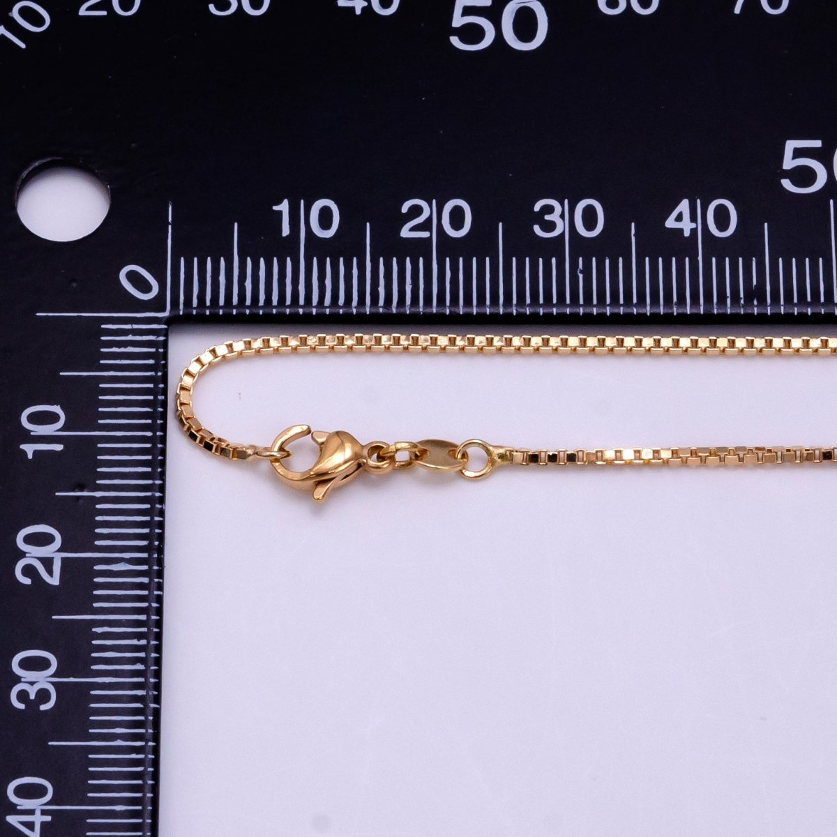 18K Gold Filled 1mm Dainty Box 18 Inch Layering Chain Necklace | CN-583 - DLUXCA