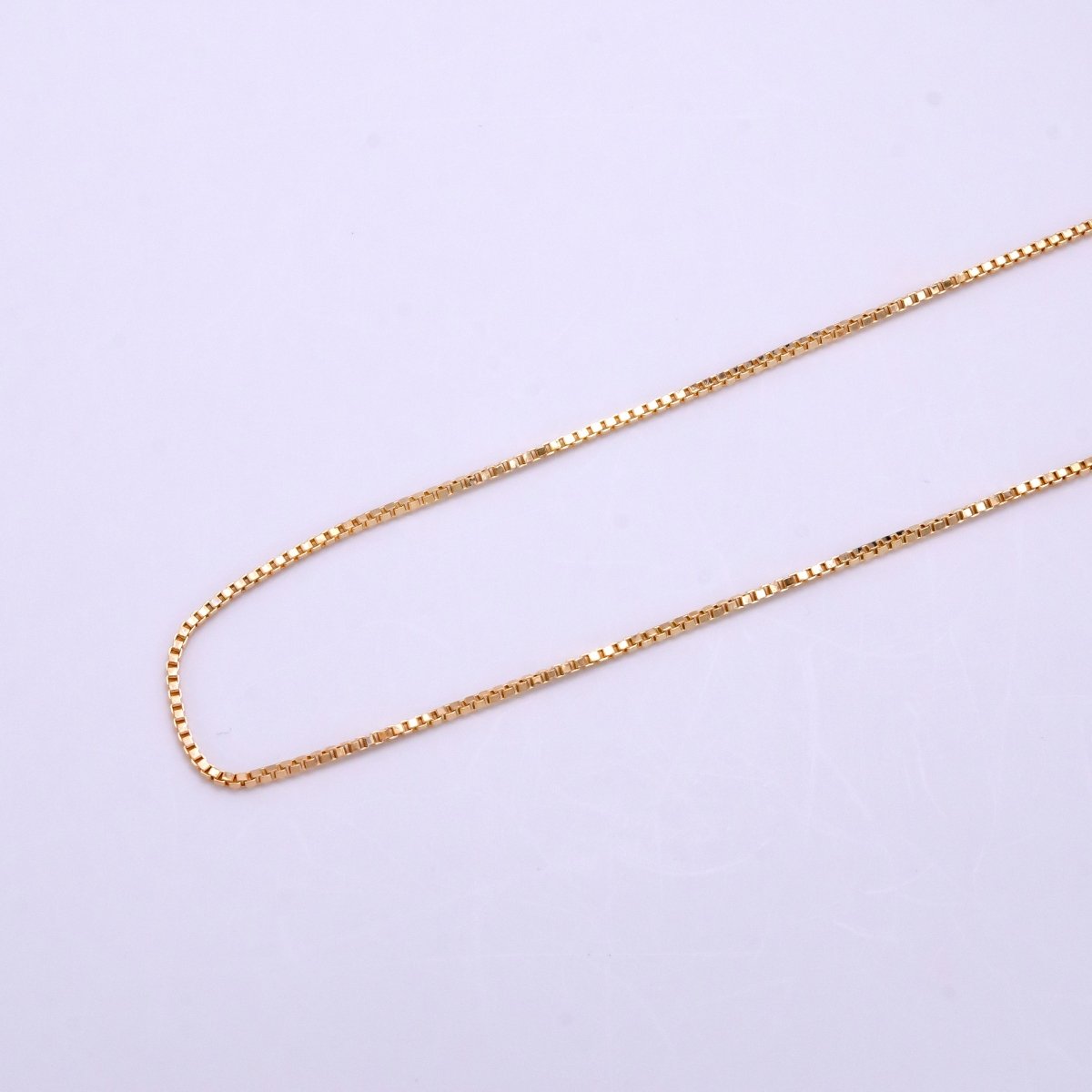 18K Gold Filled 1mm Dainty Box 18 Inch Layering Chain Necklace | CN-583 - DLUXCA