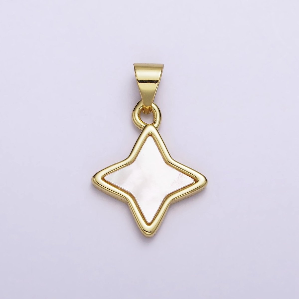 18K Gold Filled 20.8mm White Shell Pearl Celestial Star Pendant | AA552 - DLUXCA