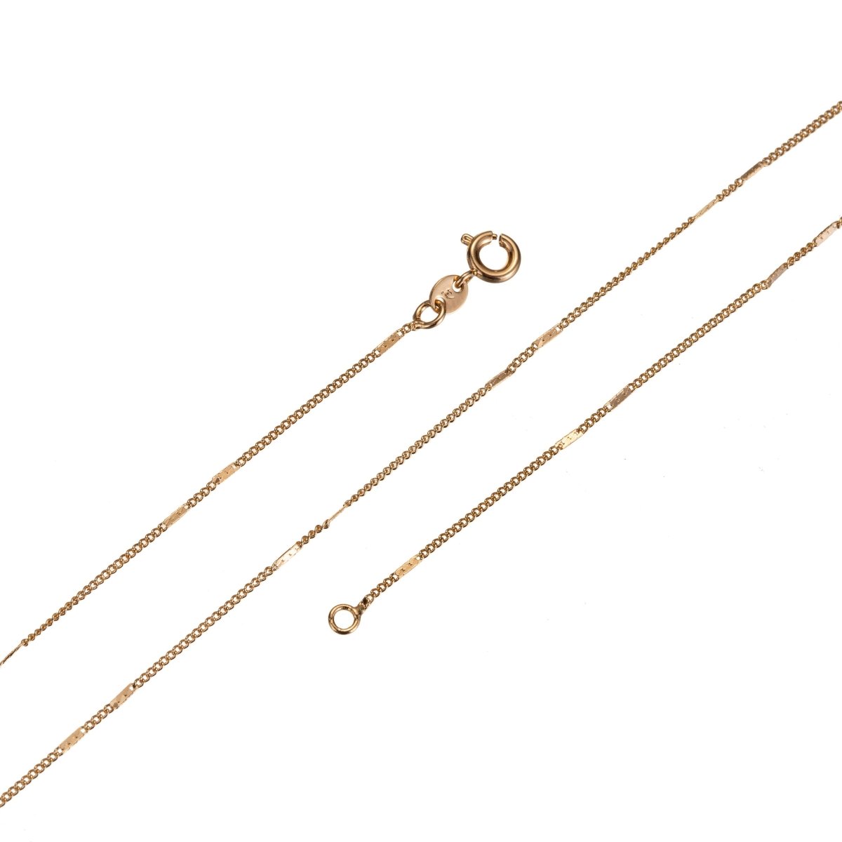 18K Gold Filled 2mm Criss Cross Chain Necklace, Gold Filled Finished Chain Necklace Ready to Wear 15.6 Inch Gold Chain w/ Spring Clasp | CN-668 Clearance Pricing - DLUXCA