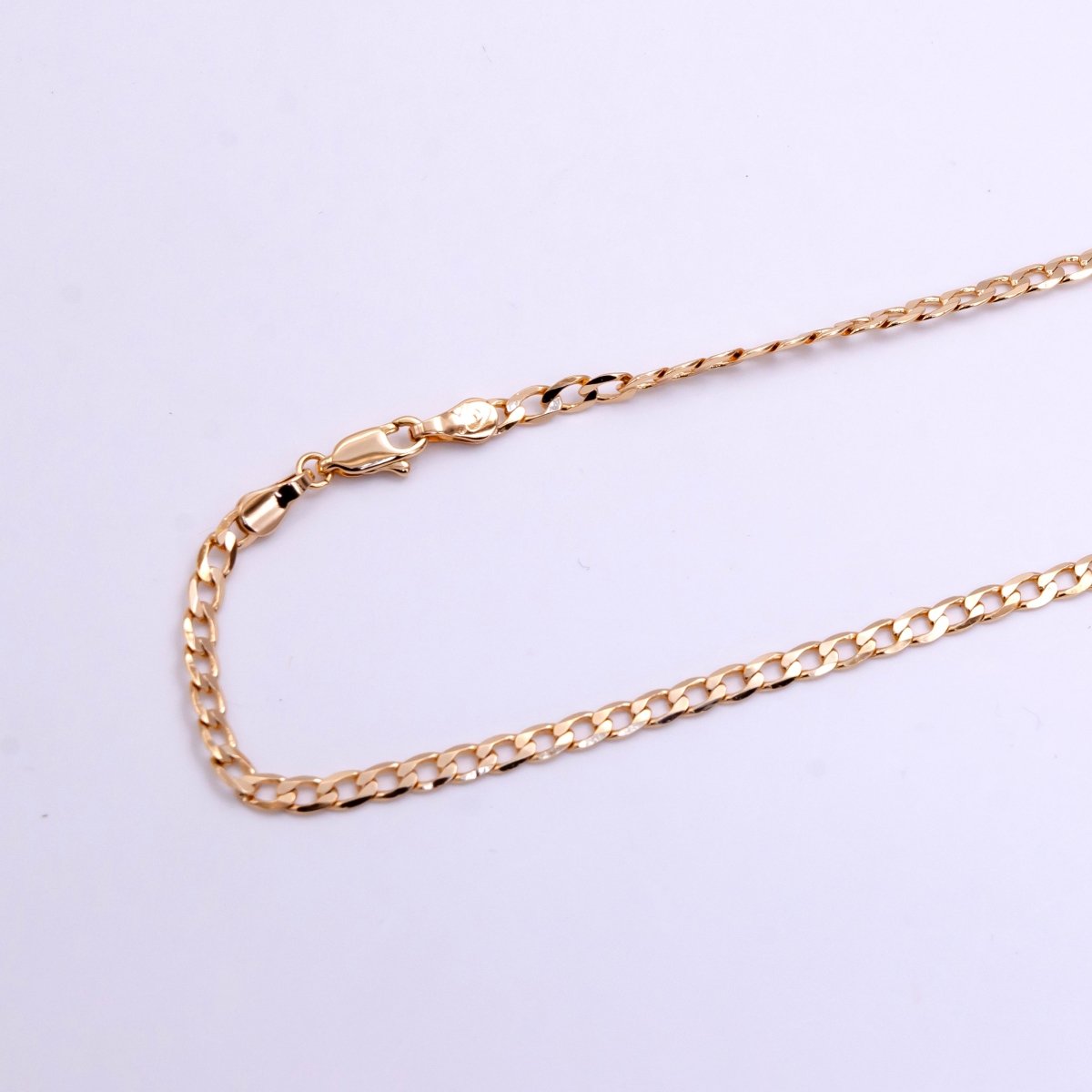 18K Gold Filled 3mm Curb Chain 18 Inch Necklace | WA-2444 - DLUXCA