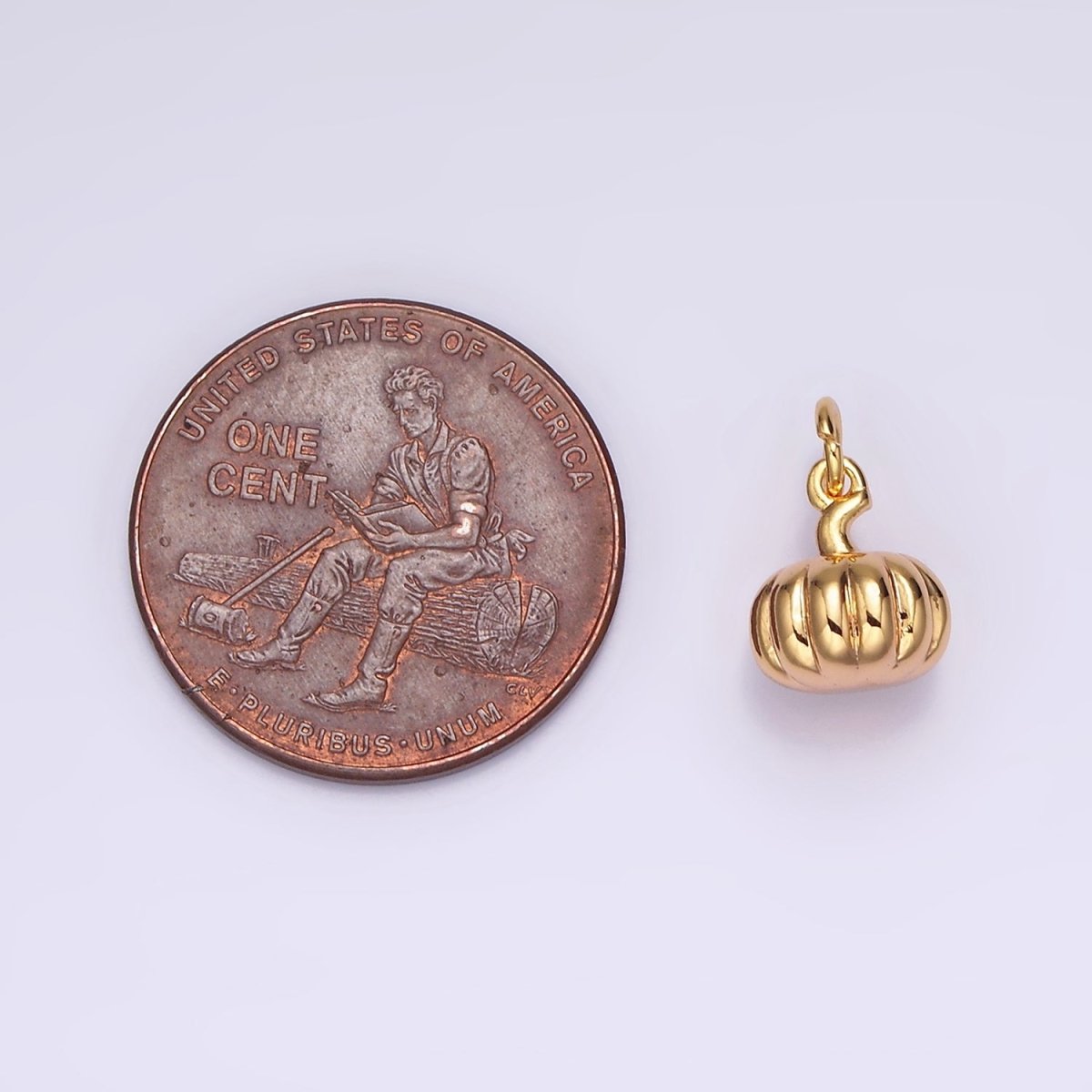 18K Gold Filled 9mm Pumpkin Fruit Puffed Add-On Charm | N-1760 W-481 - DLUXCA