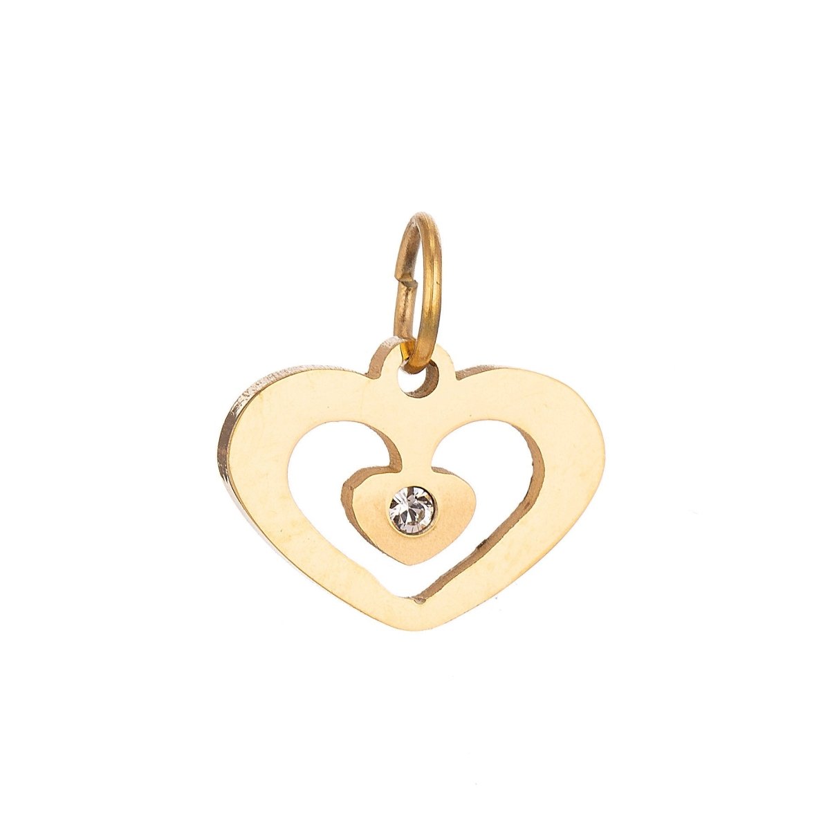 18K Gold Filled Adorable Lovely Love Floating Heart Cubic Zirconia Bracelet Charm Necklace Pendant Findings for Jewelry Making E-646 - DLUXCA
