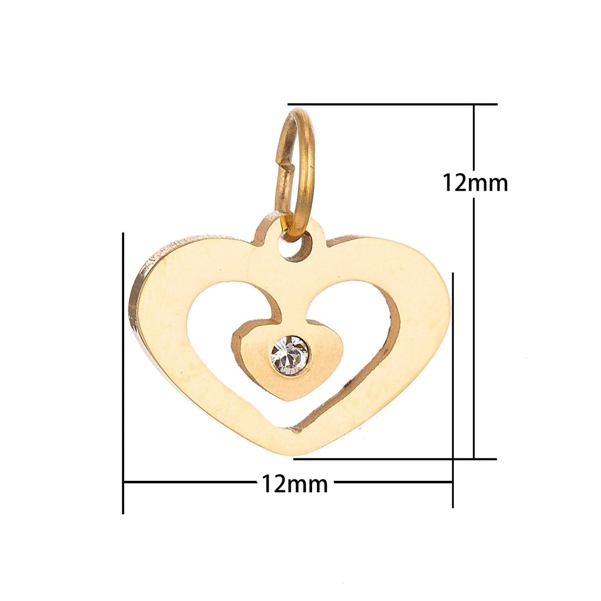 18K Gold Filled Adorable Lovely Love Floating Heart Cubic Zirconia Bracelet Charm Necklace Pendant Findings for Jewelry Making E-646 - DLUXCA