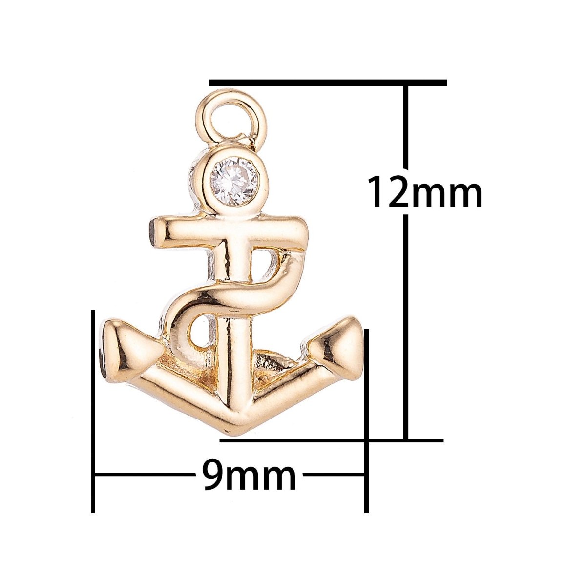 18k Gold Filled Anchor Charm nautical beach theme styled Gold Anchor Dainty Tiny Delicate Nautical Anchor Charm Pendant for Jewelry Making C-113 - DLUXCA