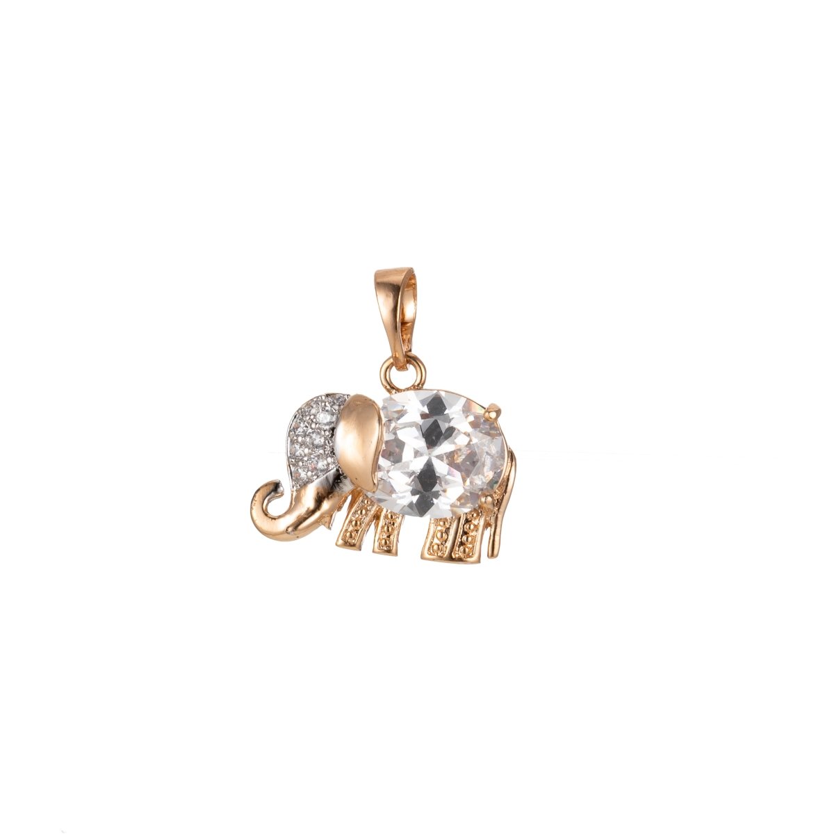 18K Gold Filled Baby Elephant Charm Black Clear Crystal Cubic Zirconia for Necklace Pendant Earring Dangle Findings for Jewelry Making J-909~J-910 - DLUXCA