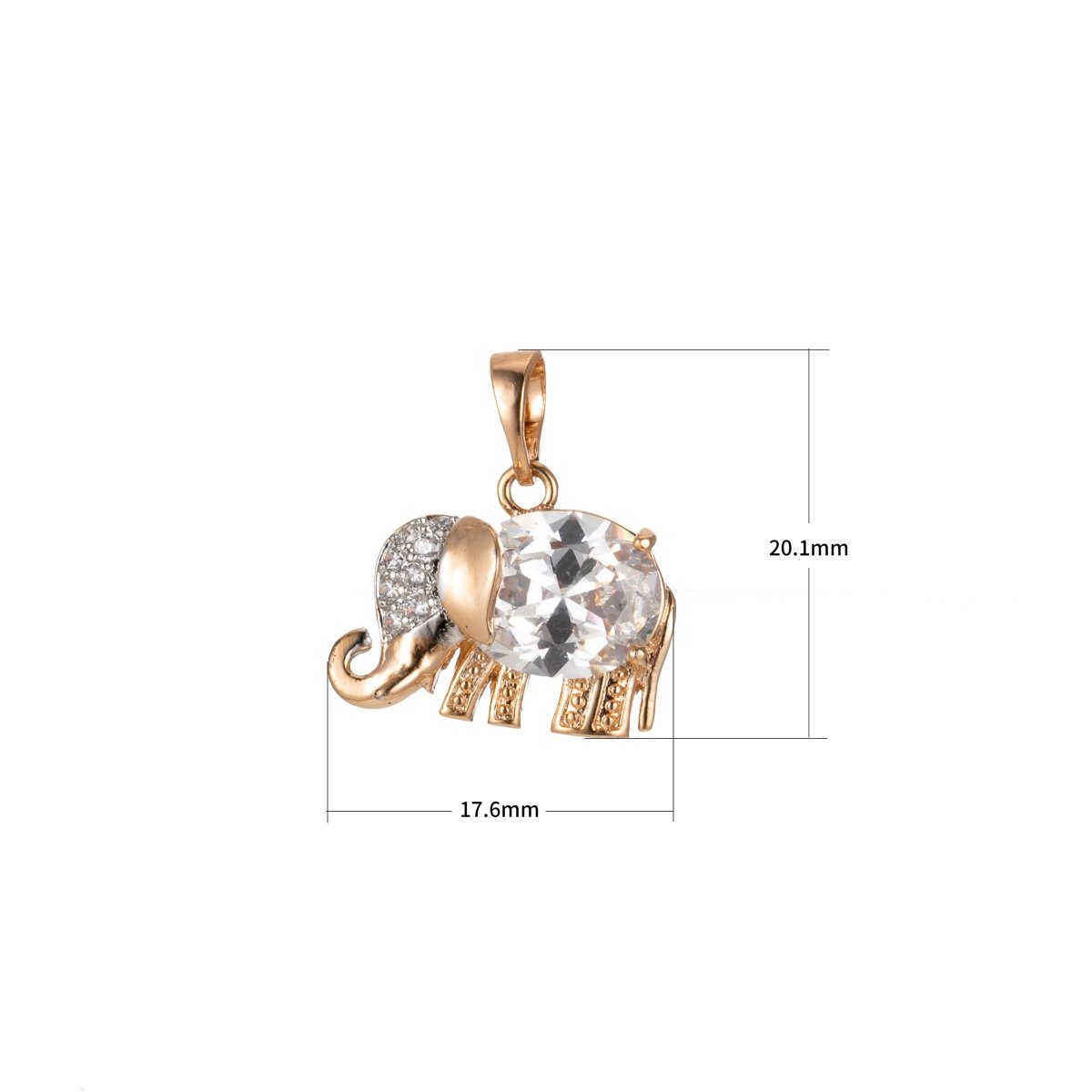 18K Gold Filled Baby Elephant Charm Black Clear Crystal Cubic Zirconia for Necklace Pendant Earring Dangle Findings for Jewelry Making J-909~J-910 - DLUXCA