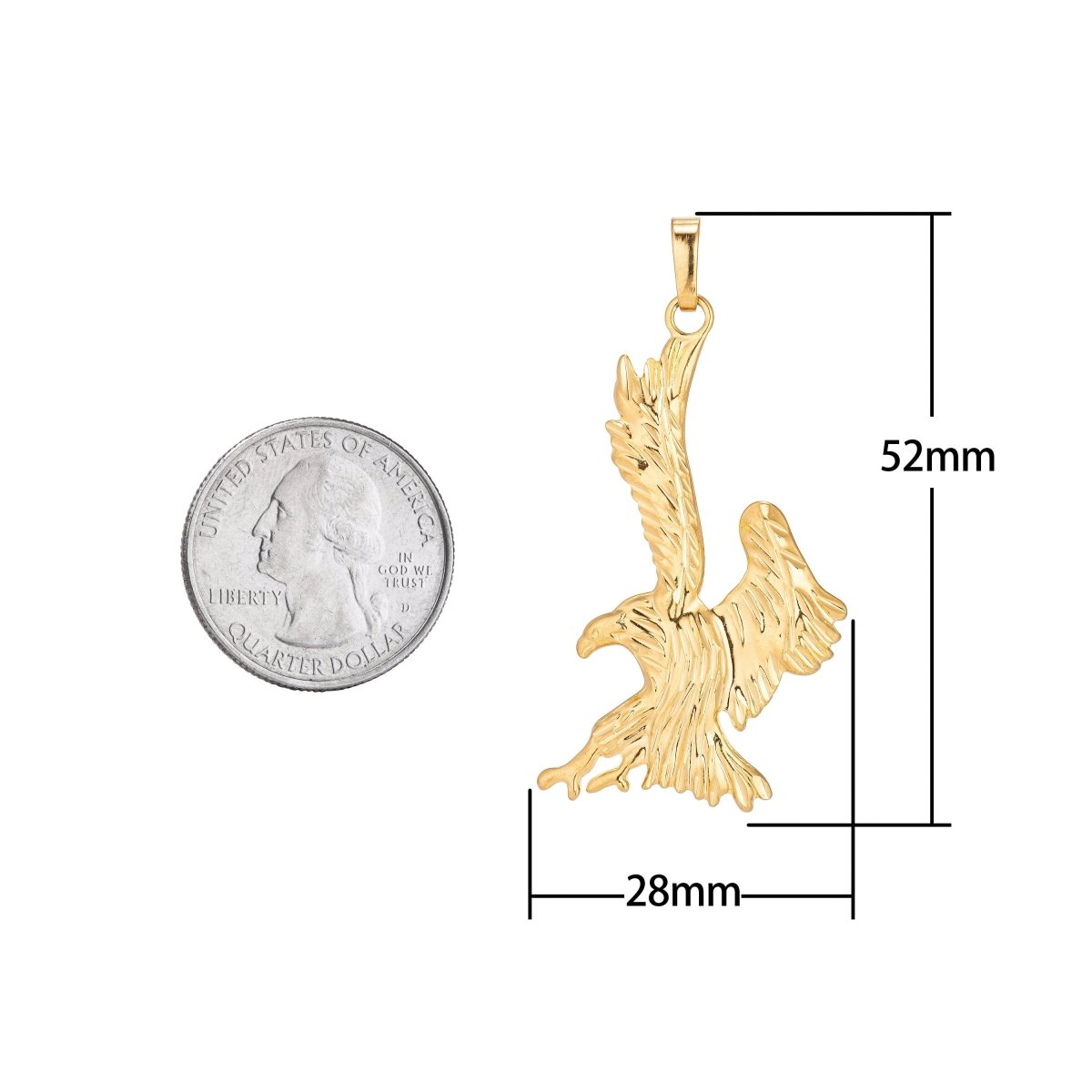 18K Gold Filled Bald Eagle Bird American Eagle Symbol Leader DIY Necklace Pendant Charm Bead Bails Findings for Jewelry Making H-478 - DLUXCA