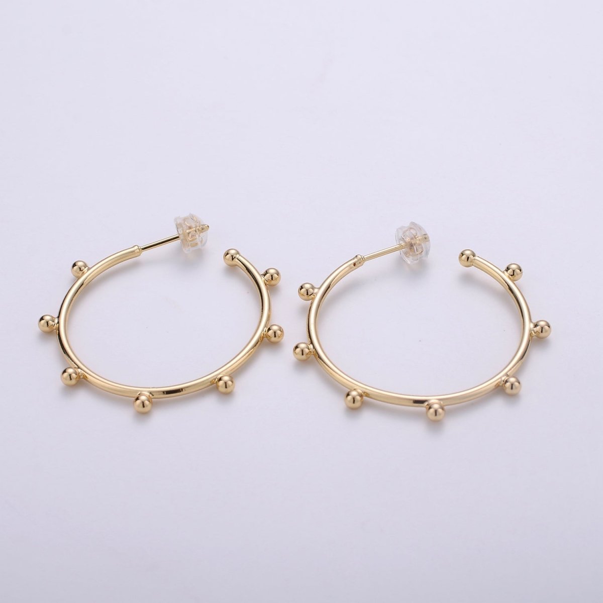 18K Gold Filled Ball Hoop Earrings, Beaded Hoop Earrings, Boho Hoop Earrings, Gold Ball Hoop Earrings, 25,35, 45mm Gold Hoop Earring Q-097 - Q-099 - DLUXCA
