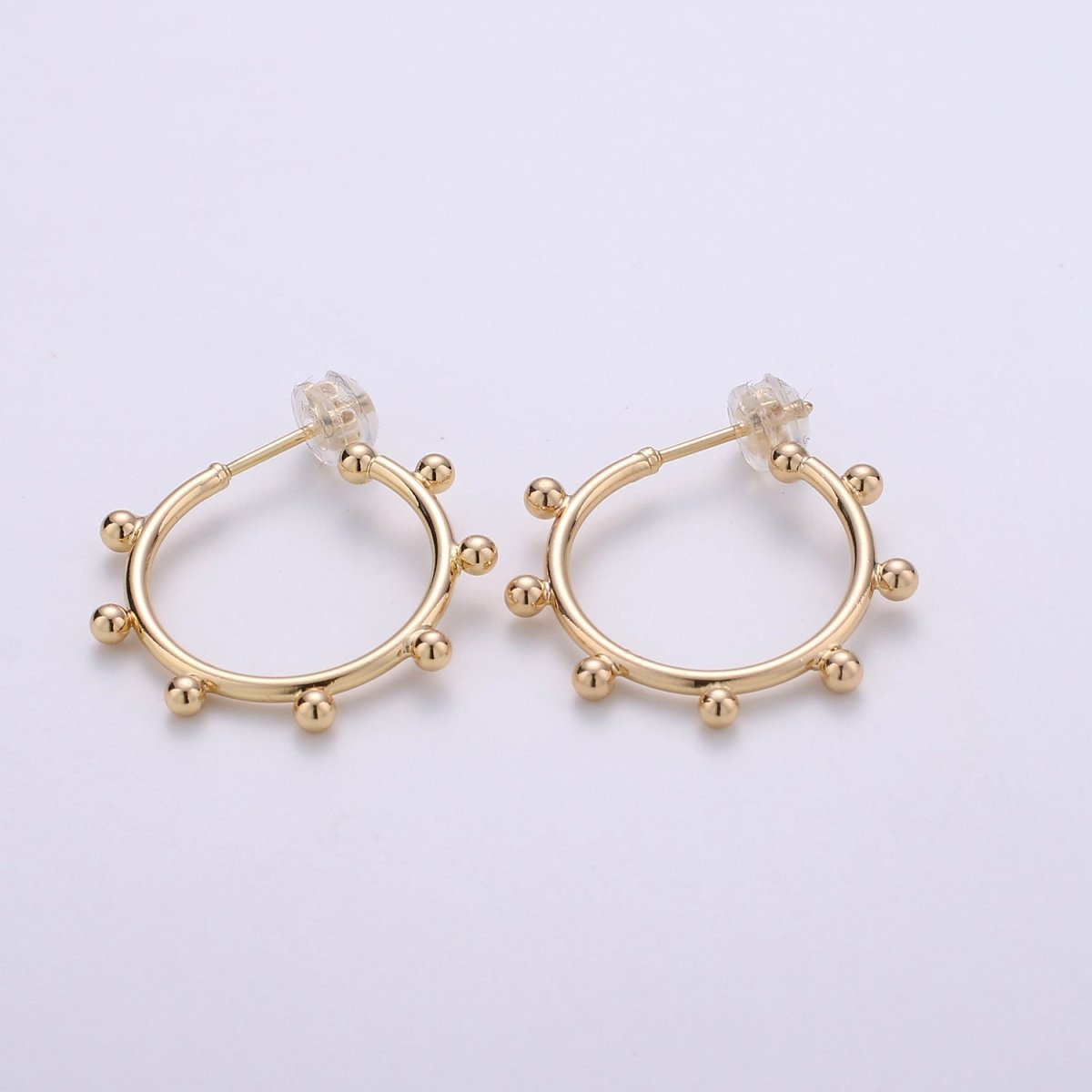 18K Gold Filled Ball Hoop Earrings, Beaded Hoop Earrings, Boho Hoop Earrings, Gold Ball Hoop Earrings, 25,35, 45mm Gold Hoop Earring Q-097 - Q-099 - DLUXCA